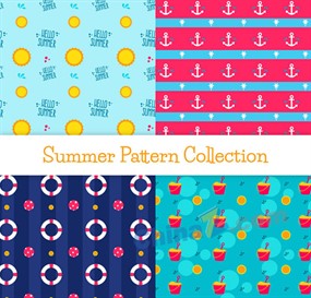 创意夏季元素无缝背景矢量图